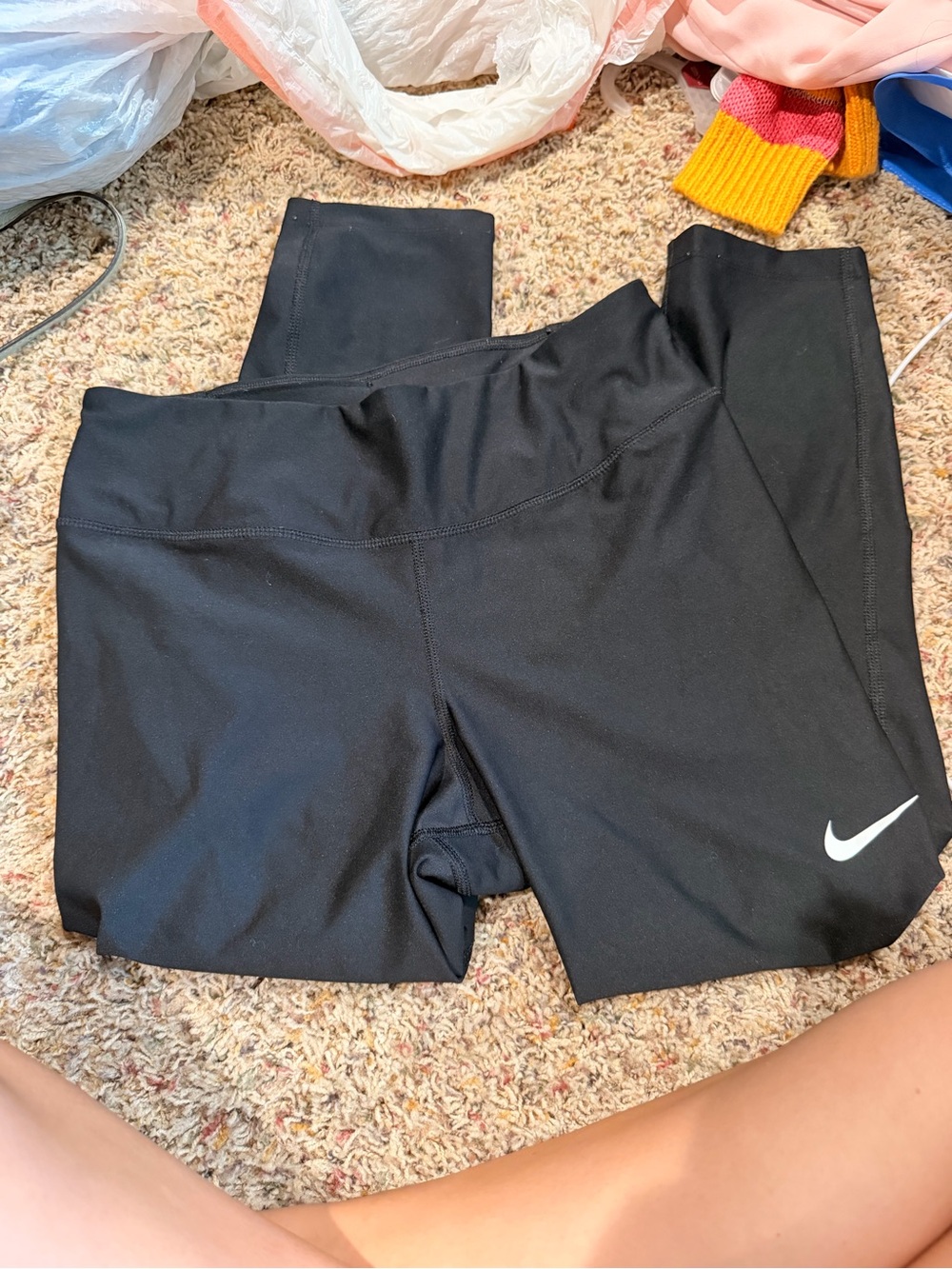 Nike Black Athletic Leggings with White Swoosh